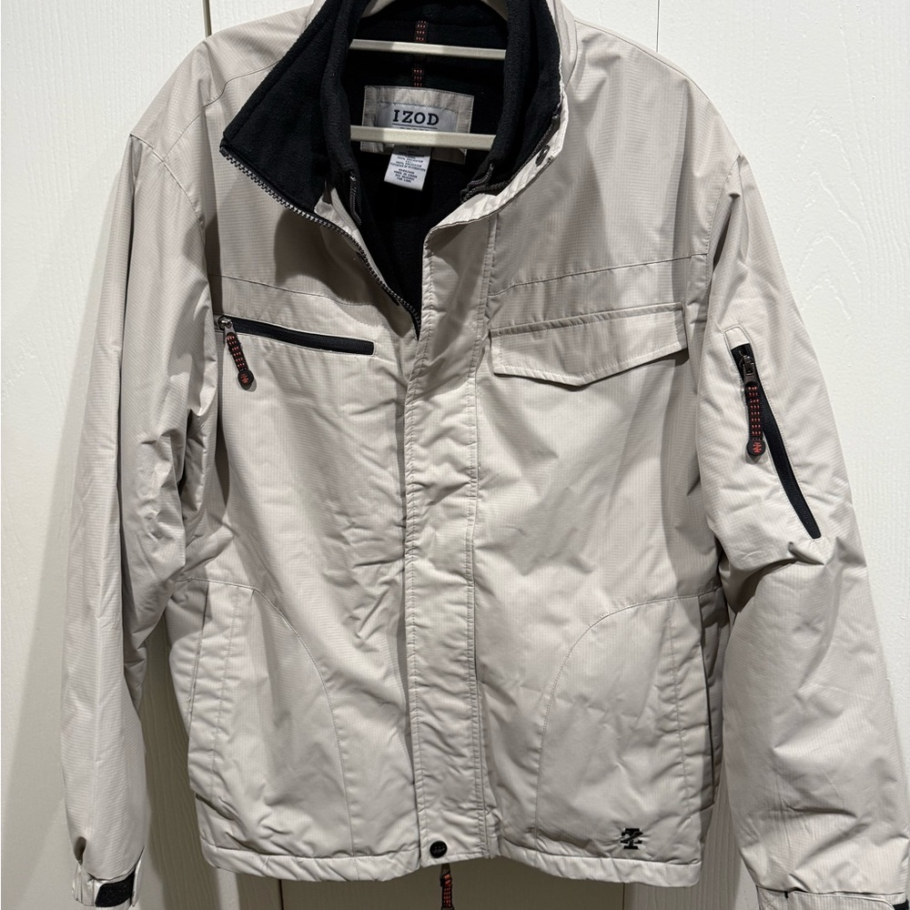 IZOD men's fleece lined windbreaker jacket beige Size Lg
Performance Gorpcore